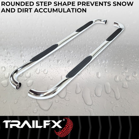 Product of TrailFX A0053S TFX Round Tube Side Steps Nerf Bar With Surface Steps 
