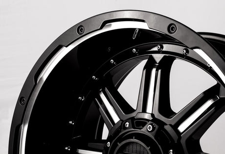 Product of Grid Wheels 18x9 Gloss Black With Natural Accents Wheel - 5x5.90 Bolt Pattern 