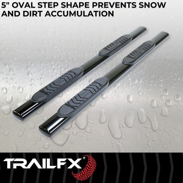 Product of TrailFX A7003B TFX 5" Oval Straight Side Bars Nerf Bar With Surface Steps 