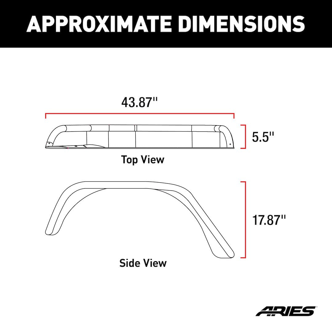 Product of Aries 2500201 Non-Exposed Fasteners Black Fender Flare - Set Of 2 
