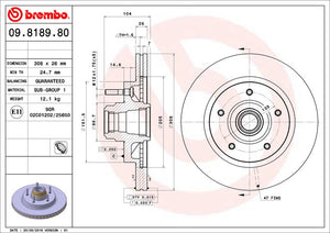Product of Brembo 09818980C02 Vented 1 Piece Brake Rotor 