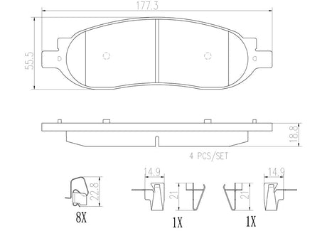 Product of Brembo P24118N Brake Pad - Set Of 4 