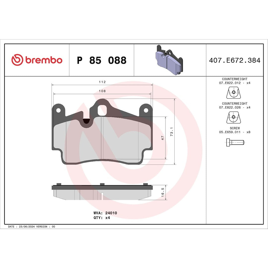 Brembo P85088 Brake Pad||p85088_Drw.Jpg||87||brmp85088||1754314