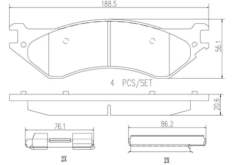 Product of Brembo P18016N Brake Pad - Set Of 4 