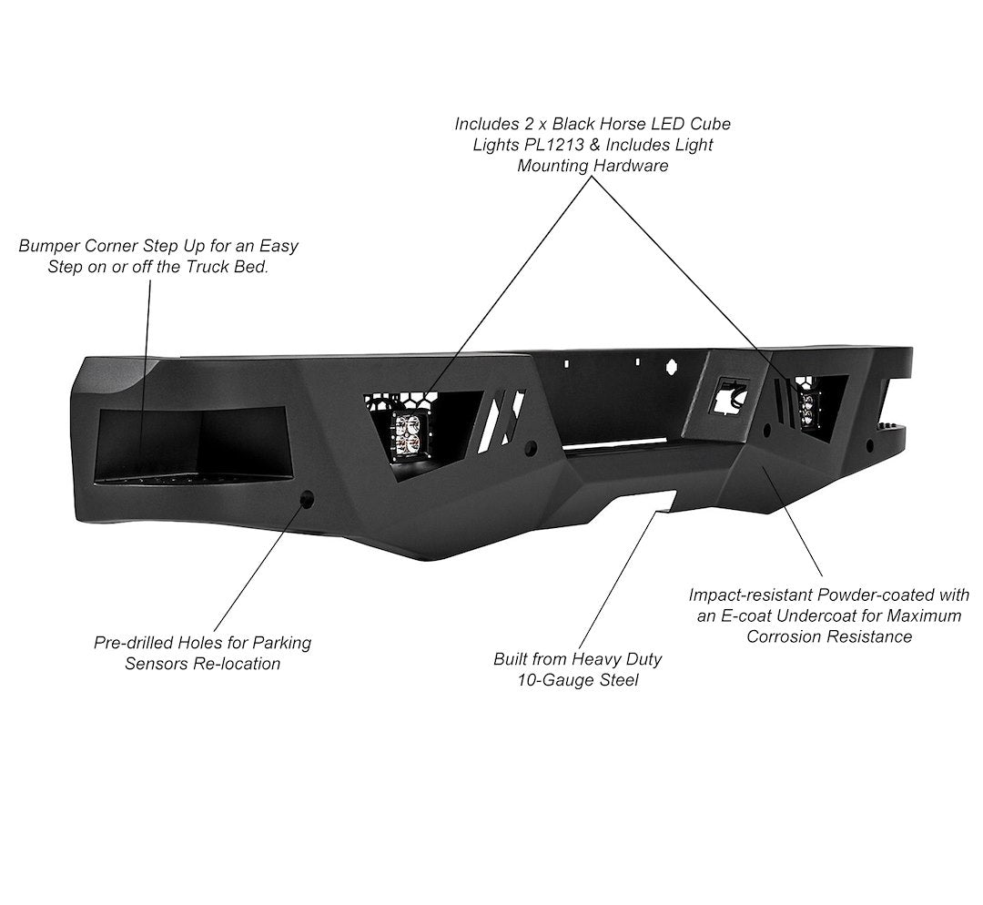 Product of Black Horse Offroad ARB-RA20-KIT Armour Steel Matte Powder Coated Bumper 