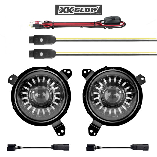Product of XK Glow XK-7IN-JP-KIT-JL Projector Beam With RGB Selectable Daytime Running Lights Headlight Assembly - LED - Set Of 2 