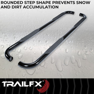 Product of TrailFX A0030B TFX Round Tube Side Steps Nerf Bar With Surface Steps 