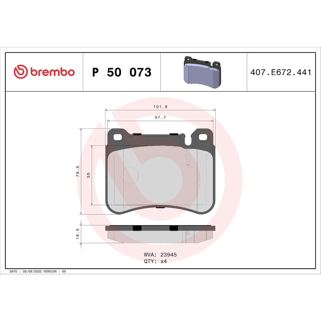 Brembo P50073 Brake Pad||p50073_Drw.Jpg||87||brmp50073||1753463