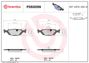 Brembo P06009n Brake Pad||p06009n_1.Png||86||brmp06009n||2104474