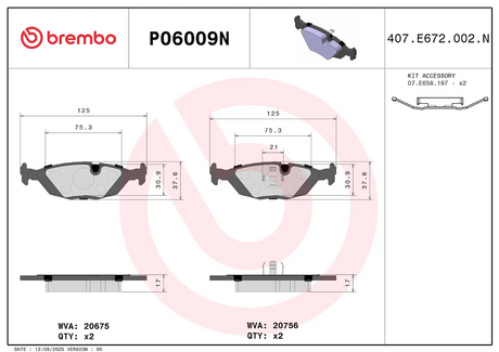 Brembo P06009n Brake Pad||p06009n_1.Png||86||brmp06009n||2104474