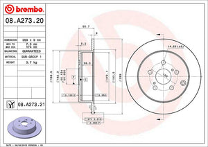 Product of Brembo 08A27321C02 Solid 1 Piece Brake Rotor 