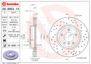 Product of Brembo 0989521XC02 Xtra Vented Cross Drilled 1 Piece Brake Rotor 