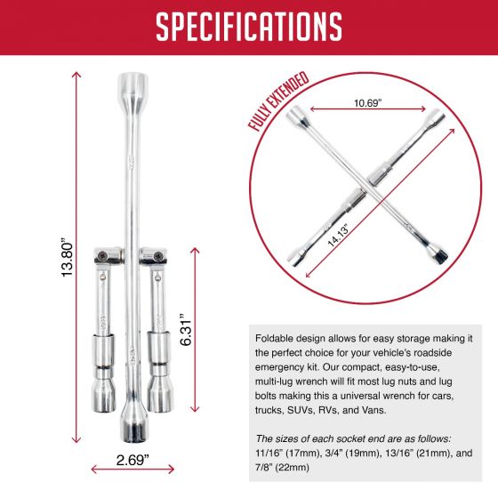 Coyote Wheel Accessories 980001 Lug Nut Wrench||2_Specifications.Jpg||86||rev980001||938276