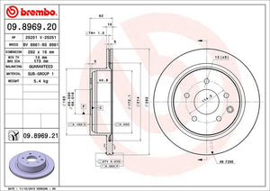 Product of Brembo 09896921C02 Vented 1 Piece Brake Rotor 