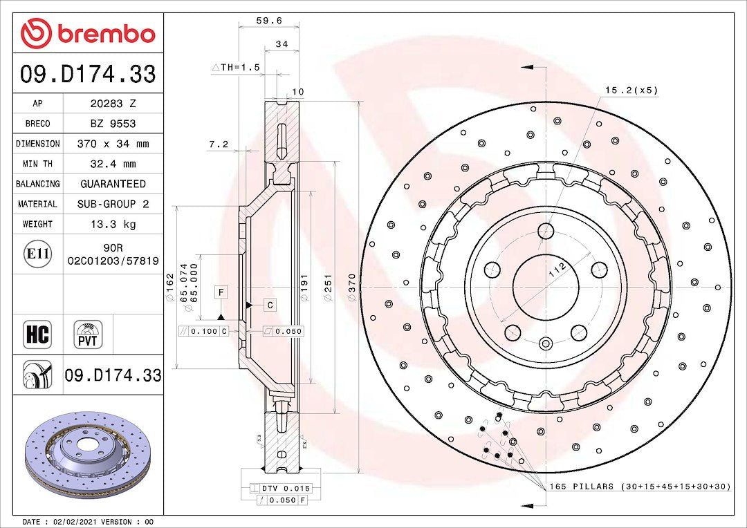 Brembo 09d17433c02 Brake Rotor||09d17433c02_4.Jpg||89||brm09d17433||1684331
