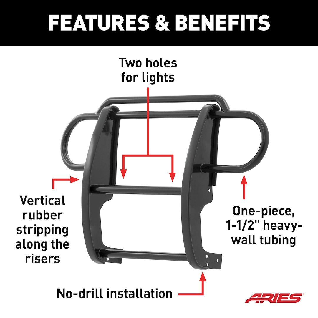 Product of Aries 1050 Grille Guard 1-Piece Black Semi Gloss Powder Coated 