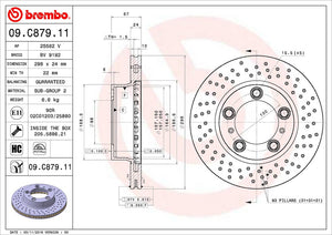 Product of Brembo 09C87911C02 Vented Cross Drilled 1 Piece Brake Rotor 