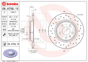 Product of Brembo 08A7591XC02 Xtra Solid Cross Drilled 1 Piece Brake Rotor 