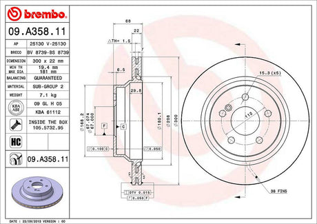 Product of Brembo 09A35811C02 Vented 1 Piece Brake Rotor 