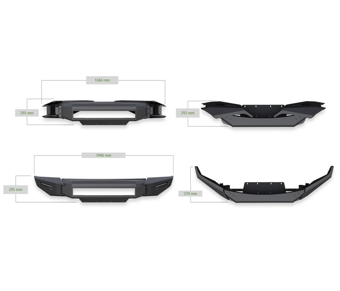 Product of Black Horse Offroad AFB-SI35-BU Armour II Steel Matte Powder Coated Bumper 