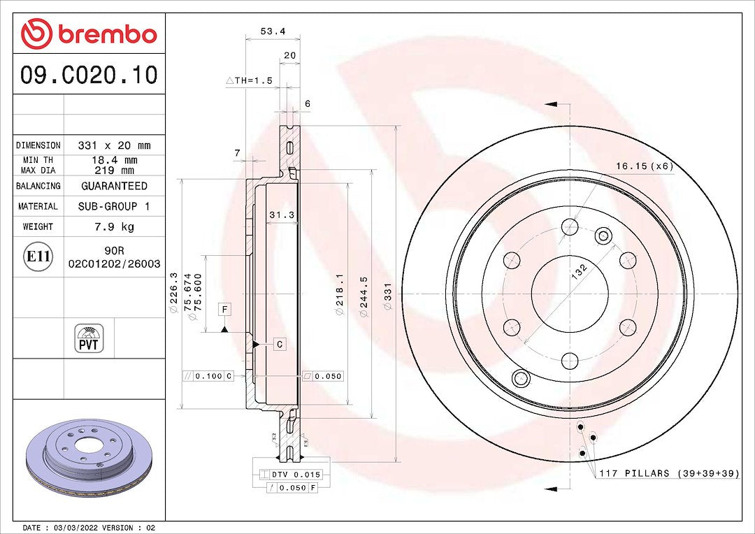 Brembo 09c02010c02 Brake Rotor||09c02010c02.Jpg||85||brm09c02010||1684261