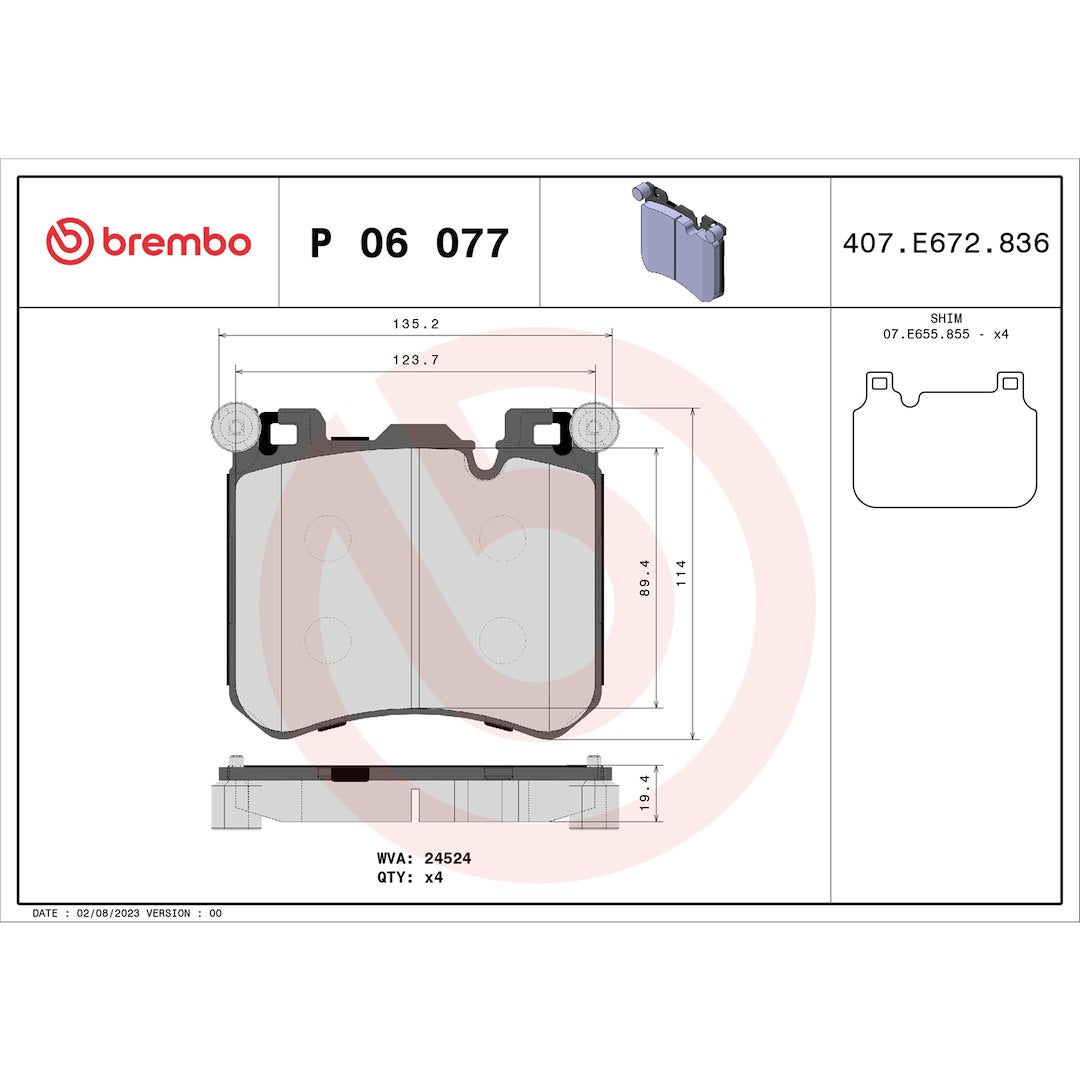 Brembo P06077 Brake Pad||p06077_Drw.Jpg||88||brmp06077||1752462