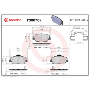 Brembo P30070n Brake Pad||p30070n_Drw.Jpg||89||brmp30070n||1753010