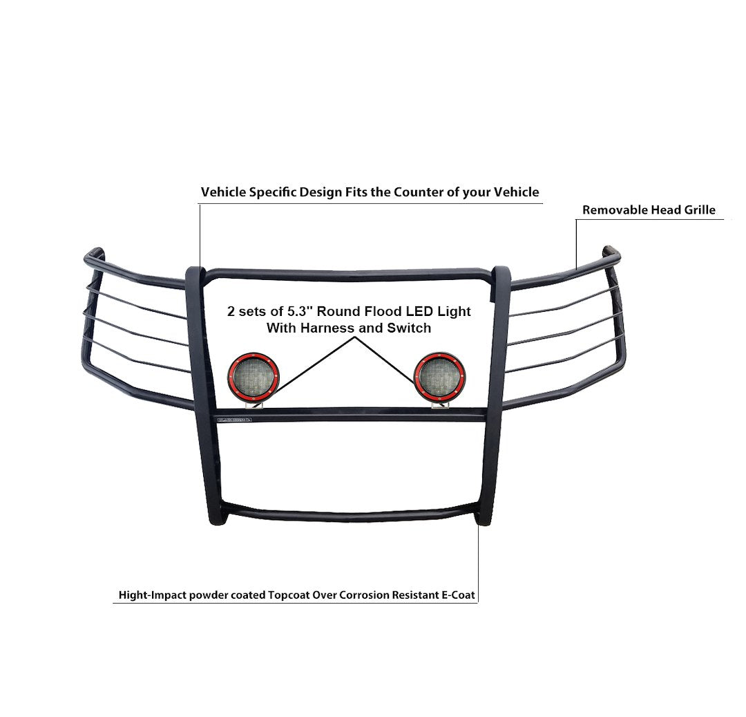Product of Black Horse Offroad 17GT29MA-PLFR Grille Guard  