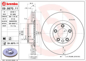 Product of Brembo 09987011C02 Vented 1 Piece Brake Rotor 