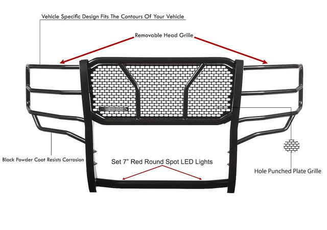 Product of Black Horse Offroad RU-FOF116-B-PLR Grille Guard  