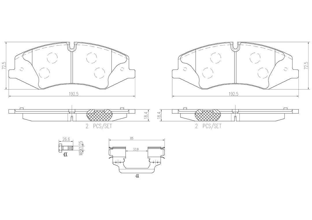 Product of Brembo P44024N Brake Pad - Set Of 4 
