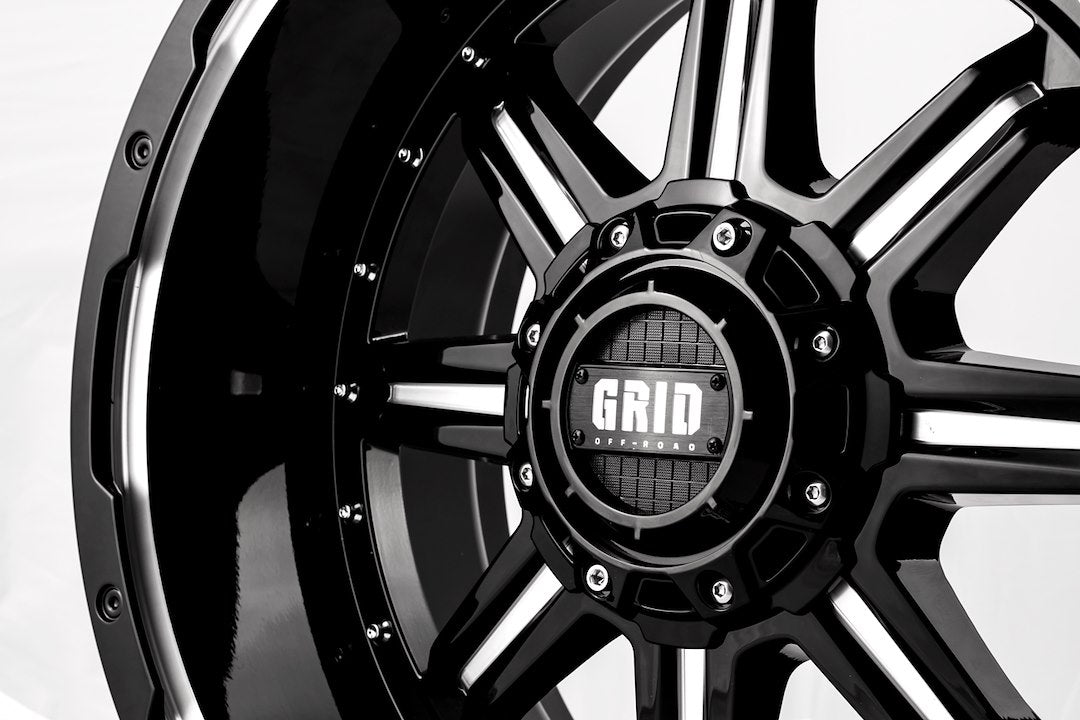 Product of Grid Wheels 18x9 Gloss Black With Natural Accents Wheel - 5x5.90 Bolt Pattern 