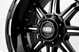 Product of Grid Wheels 18x9 Gloss Black With Natural Accents Wheel - 5x5.90 Bolt Pattern 
