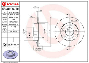 Product of Brembo 08840811C02 Solid 1 Piece Brake Rotor 