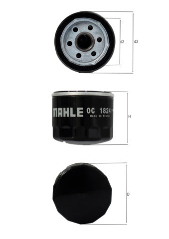 Mahle/ Clevite Oc 1824 Oil Filter||oc1824_2.Jpg||87||m25oc1824||2245720