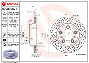 Product of Brembo 09899811C02 Vented Cross Drilled 1 Piece Brake Rotor 