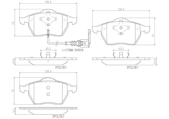 Product of Brembo P85045N Brake Pad - Set Of 4 