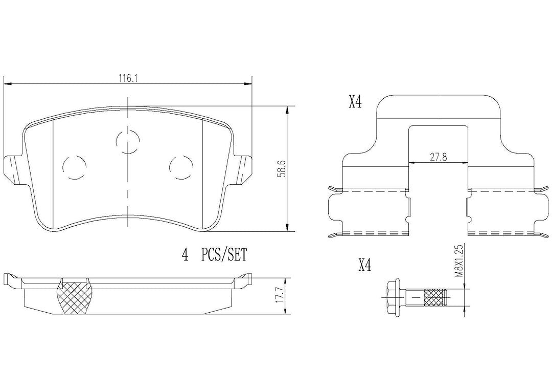 Product of Brembo P85100N Brake Pad - Set Of 4 