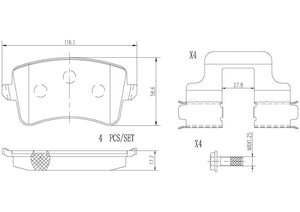 Product of Brembo P85100N Brake Pad - Set Of 4 