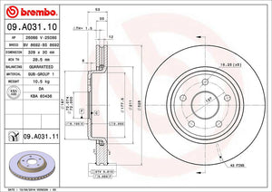 Product of Brembo 09A03111C02 Vented 1 Piece Brake Rotor 