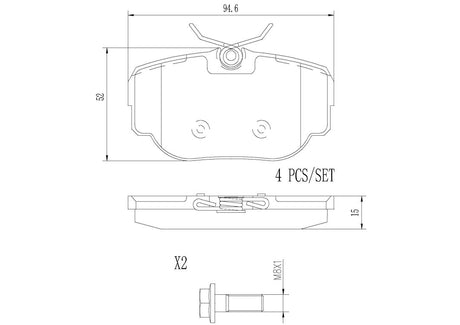 Product of Brembo P44009N Brake Pad - Set Of 4 