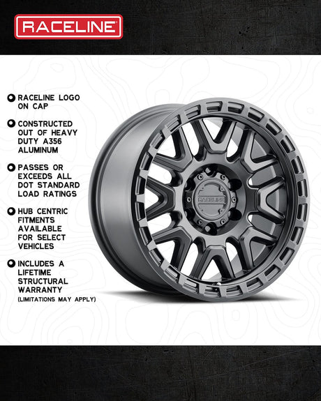 Product of Raceline 17x9 Black Wheel - 8x6.69 Bolt Pattern 