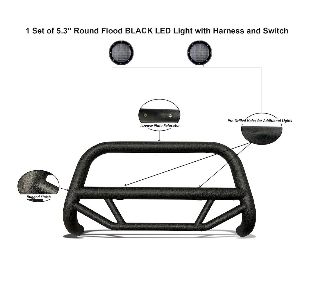 Product of Black Horse Offroad MBT-MG403-PLFB Bull Bar  with skid plate 