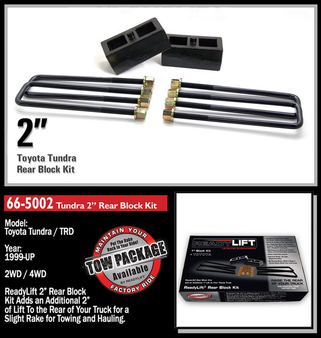 Readylift 66-5002 Leaf Spring Block Kit||66-5002toyotatundra2inchrear.Jpg||87||r90665002||1341109