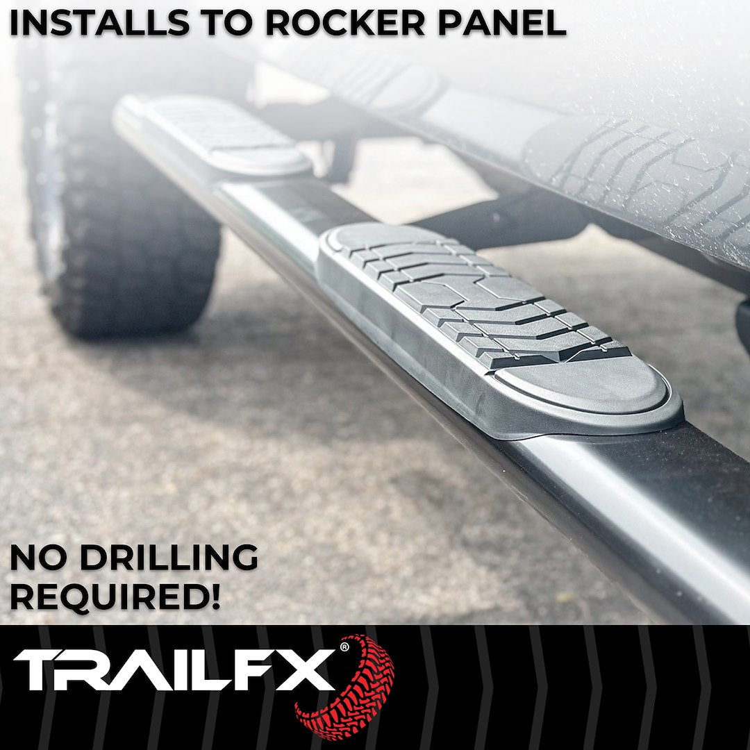 Product of TrailFX A7086B TFX 5" Oval Bent Side Bars Nerf Bar With Surface Steps 
