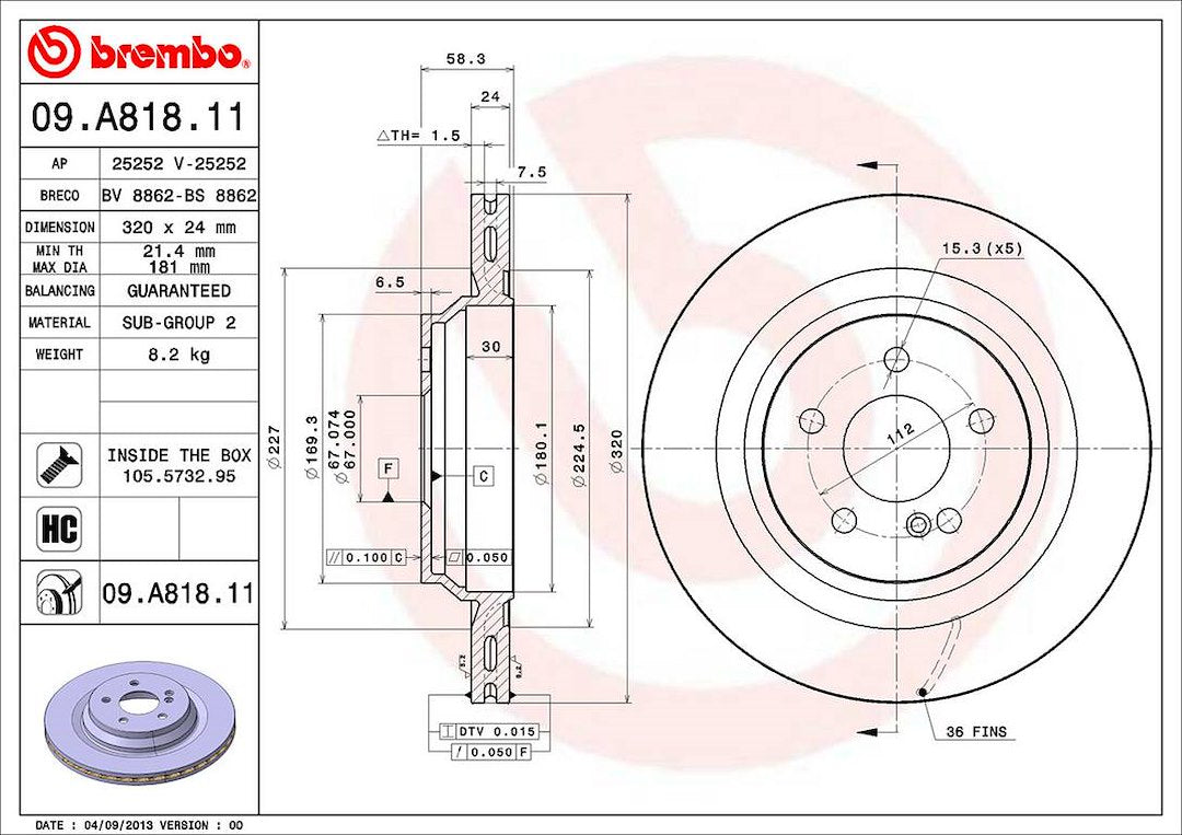 Brembo 09a81811c02 Brake Rotor||09.A818.11_2.Jpg||87||brm09a81811||1240054