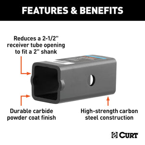Curt 45405 Trailer Hitch Receiver Tube Adapter||45405_3008x1990_Fa.Jpg||86||c9345405||1325877