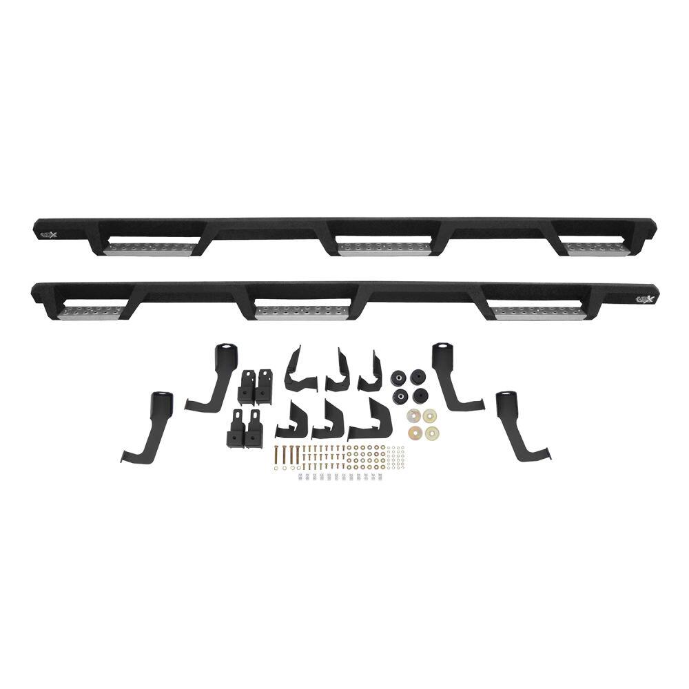 Product of Westin Automotive 56-5343252 Black Powder Coated With Polished Diamond Plate Step Pads On Drop Down Steps Square Nerf Bar - Truck Wheel To Wheel 