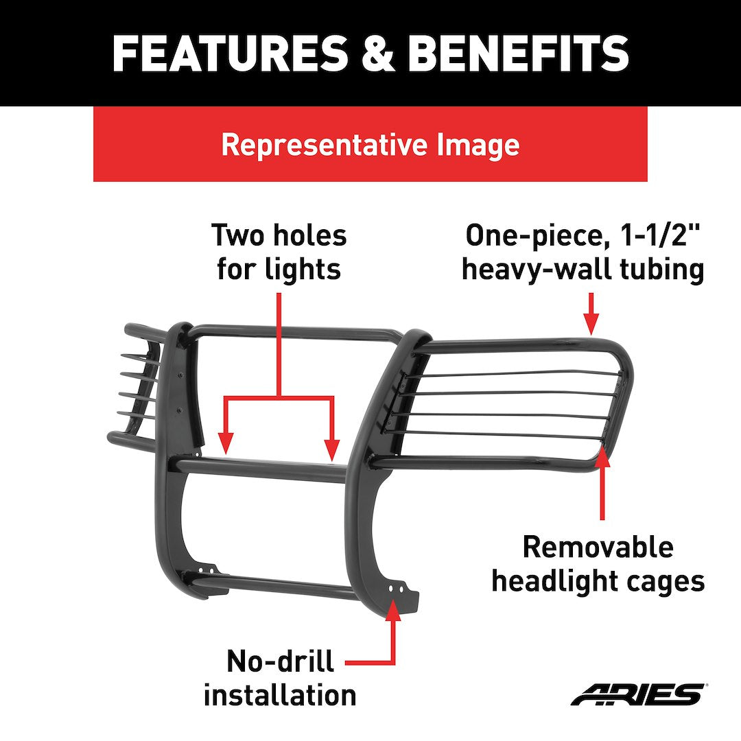 Product of Aries 2069 Grille Guard 1-Piece Black Semi Gloss Powder Coated 