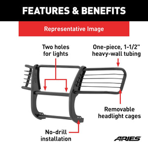 Product of Aries 2069 Grille Guard 1-Piece Black Semi Gloss Powder Coated 